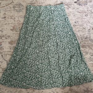 SHEIN Green A-Line Midi Skirt with Slit
